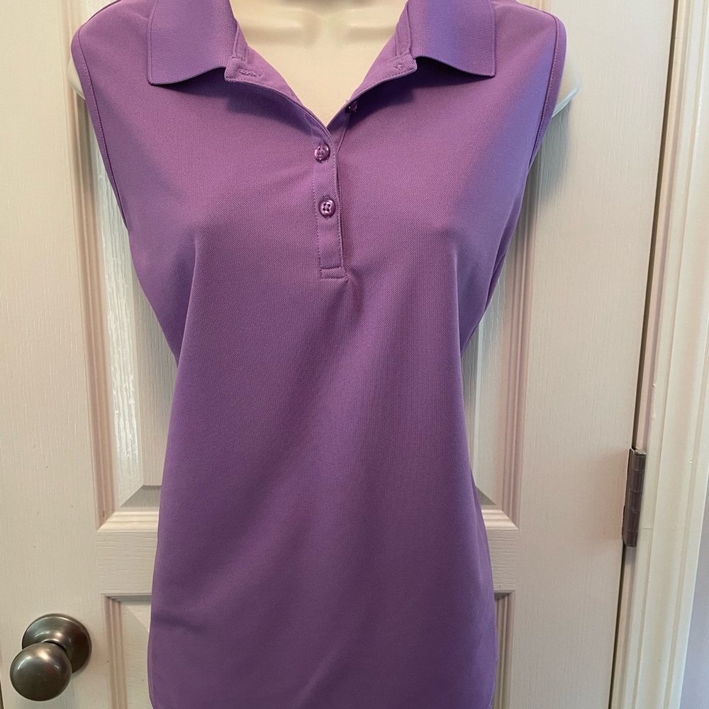 Purple Sleeveless Polo Top